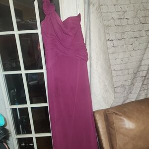 David's Bridal One Shoulder Fuchsia Dress